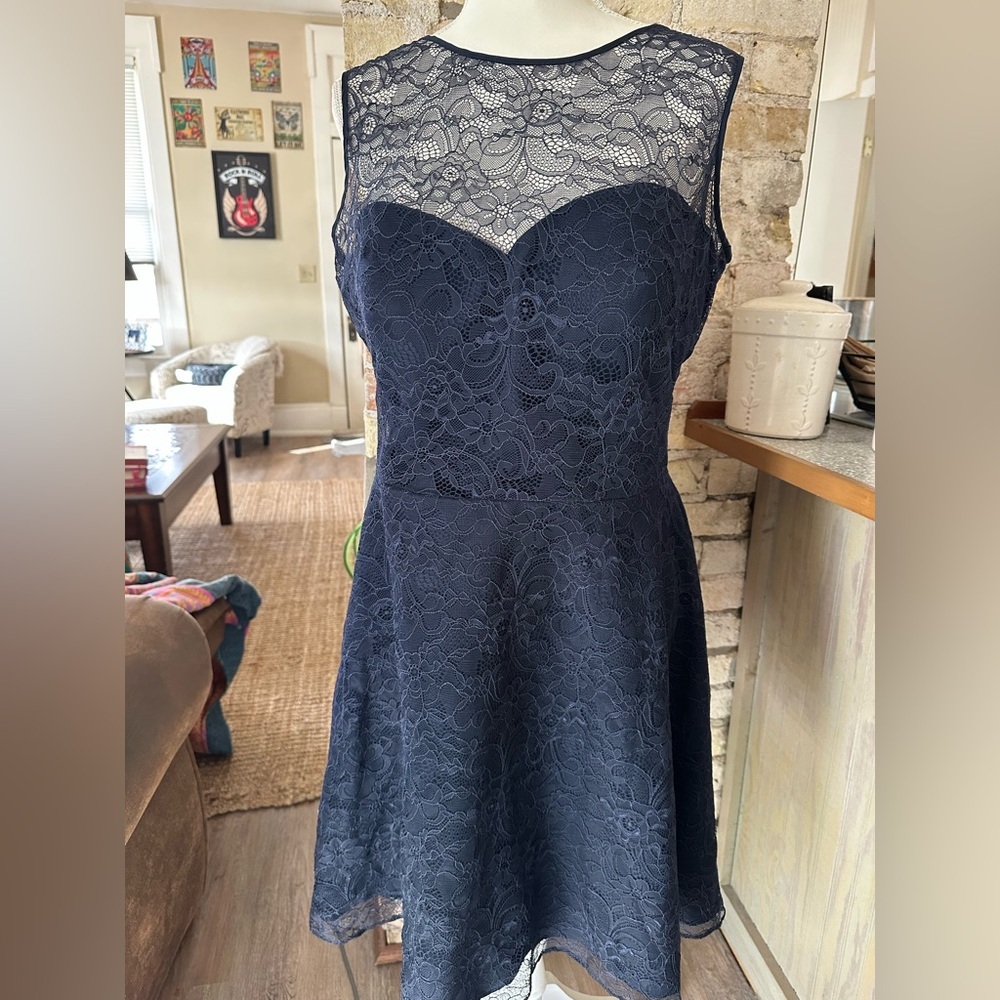 After Six Midnight Blue Lace Mini Dress